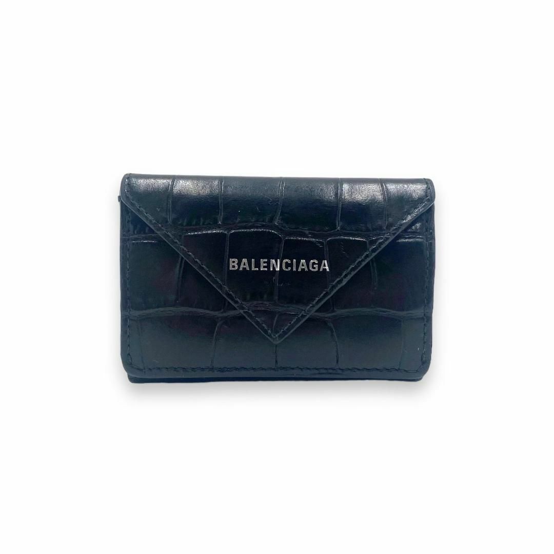 バレンシアガ BALENCIAGA 財布 クロコ コンパクトウォレット 黒 - www