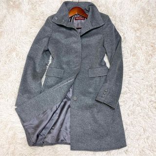 美品 MAXMARA マックスマーラ 銀タグ スタンドカラー 比翼コート 黒42