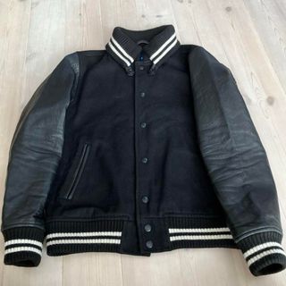 ビームス(BEAMS)のビームス　beams スタジャン　本革　黒　M ブラック　メンズ　袖本革(スタジャン)