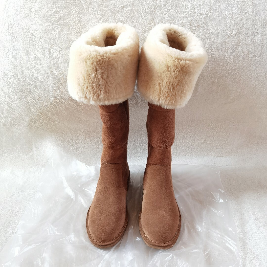 美品 UGG アグ 2way ニーハイブーツ ムートン ブラウン 23cm