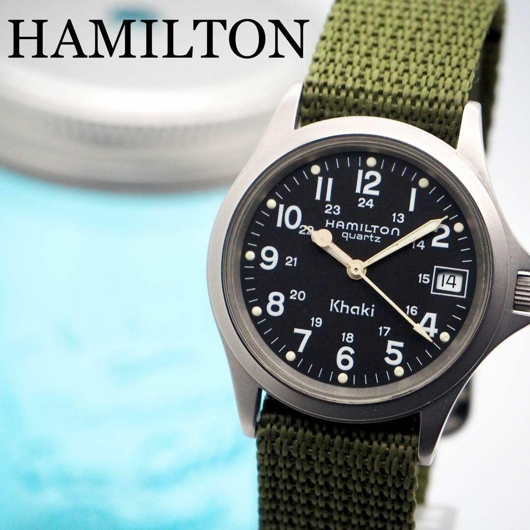 346 【美品】ハミルトン時計　メンズ腕時計　ブラック　カーキフィールド　カーキ 0