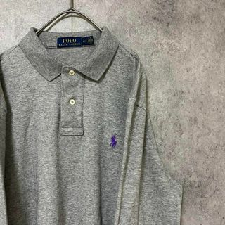 ポロラルフローレン(POLO RALPH LAUREN)の00s ラルフローレン　長袖　ポロシャツ　綿　メンズM 古着　グレー(ポロシャツ)