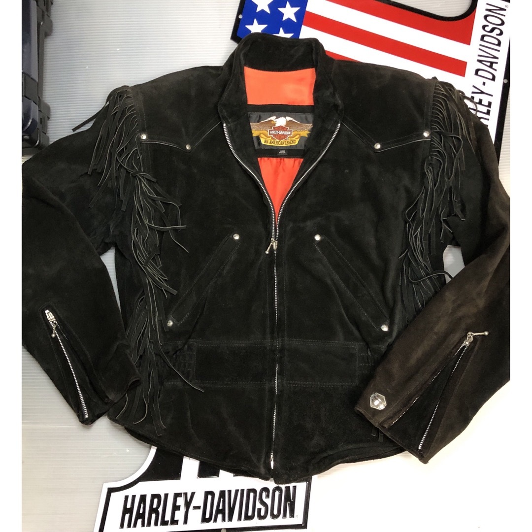 Harley Davidson(ハーレーダビッドソン)の【稀少レア・モデル！】ハーレー　ネイティブ　美スエード本革ライダースUSAメイド メンズのジャケット/アウター(レザージャケット)の商品写真