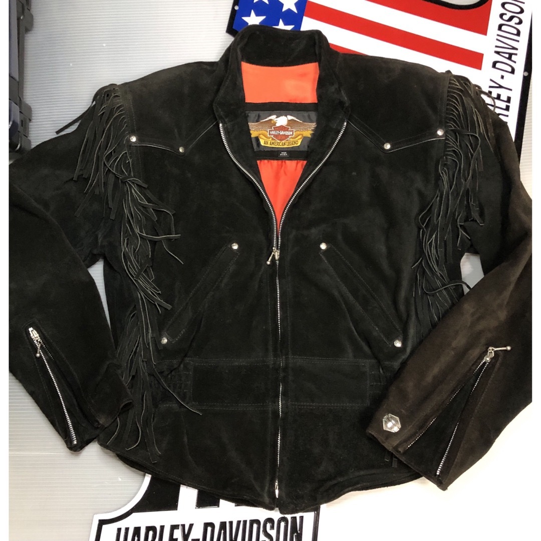 Harley Davidson(ハーレーダビッドソン)の【稀少レア・モデル！】ハーレー　ネイティブ　美スエード本革ライダースUSAメイド メンズのジャケット/アウター(レザージャケット)の商品写真