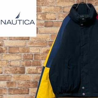 NAUTICA ダウンジャケット オフホワイト グリーン ブルゾン ノーティカ