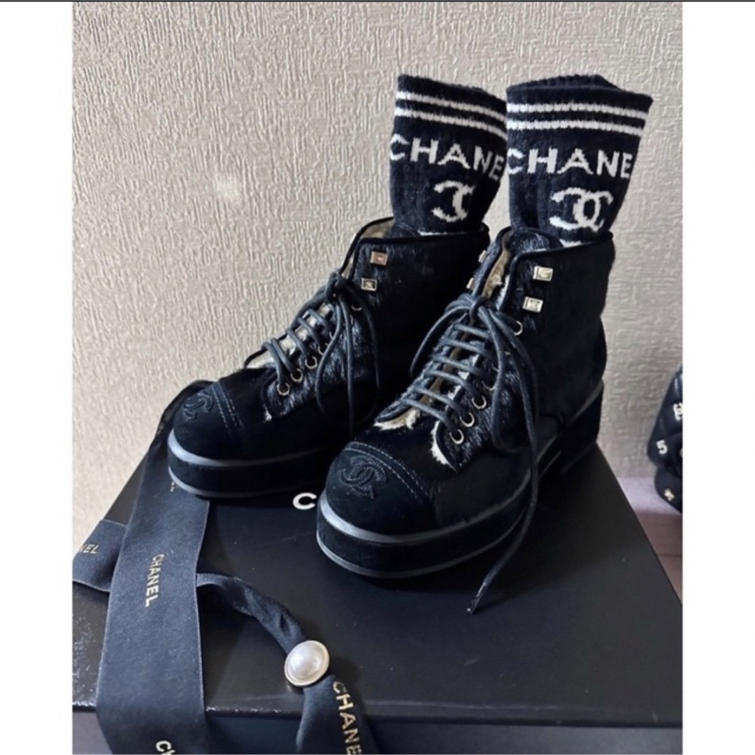 CHANEL - CHANEL シャネルショートブーツ レッグウォーマーつきの通販