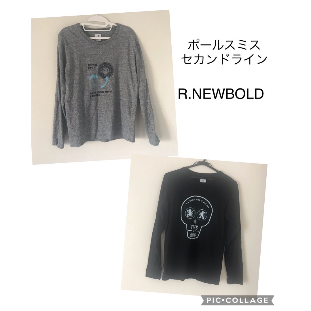 R.NEWBOLD(アールニューボールド)の値下げ　2枚　R.NEWBOLD ロングTシャツ　ロンT グレー　黒　ガイコツ メンズのトップス(Tシャツ/カットソー(七分/長袖))の商品写真