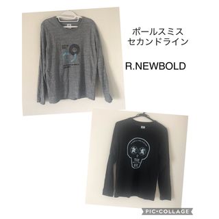 アールニューボールド(R.NEWBOLD)の値下げ　2枚　R.NEWBOLD ロングTシャツ　ロンT グレー　黒　ガイコツ(Tシャツ/カットソー(七分/長袖))