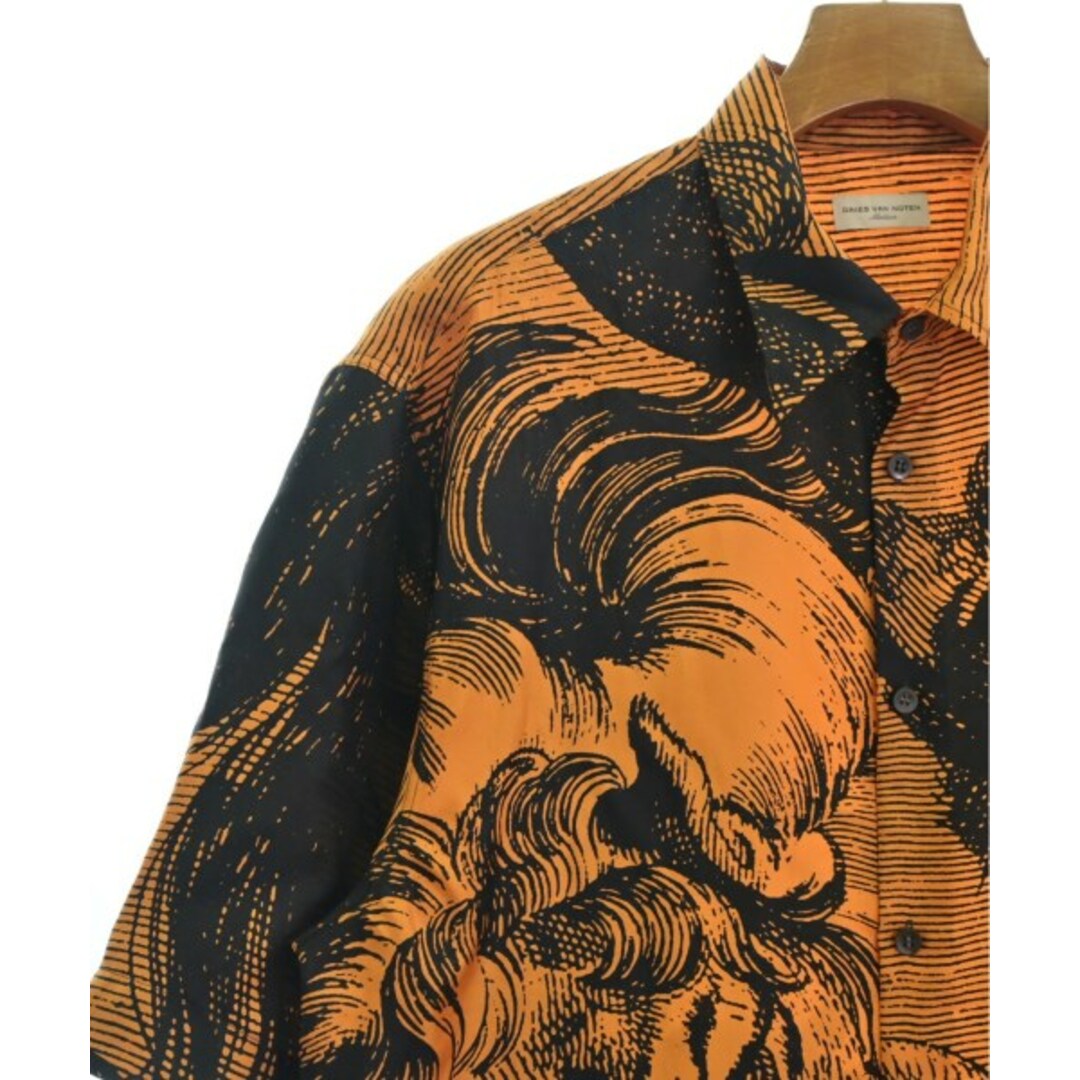 DRIES VAN NOTEN カジュアルシャツ M オレンジx黒(総柄)