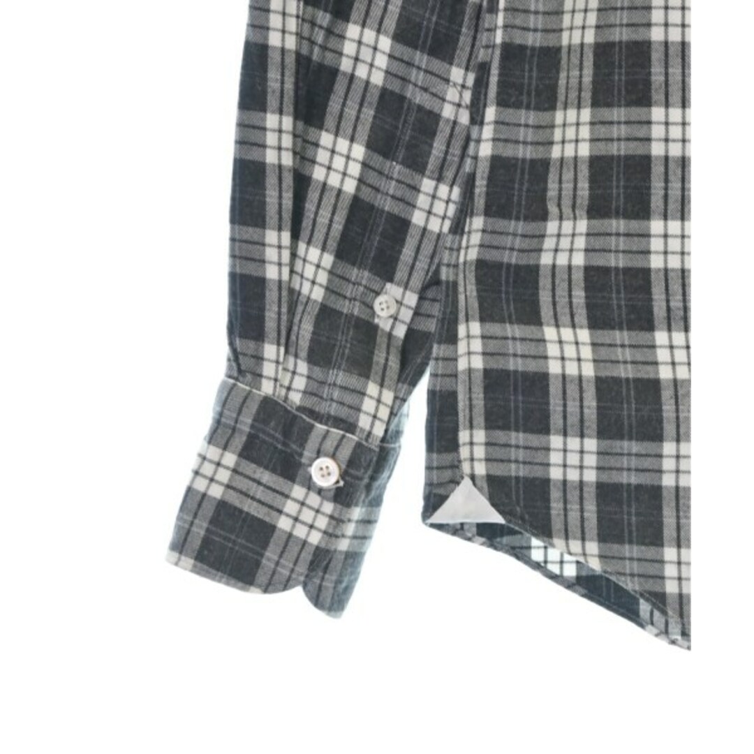 finamore カジュアルシャツ -(XS位) 黒系x白(チェック)なし透け感