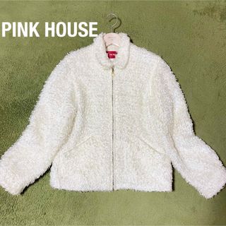 ピンクハウス(PINK HOUSE)の美品　ピンクハウス　PINK HOUSE　エコファー　ブルゾン　オフホワイト(毛皮/ファーコート)