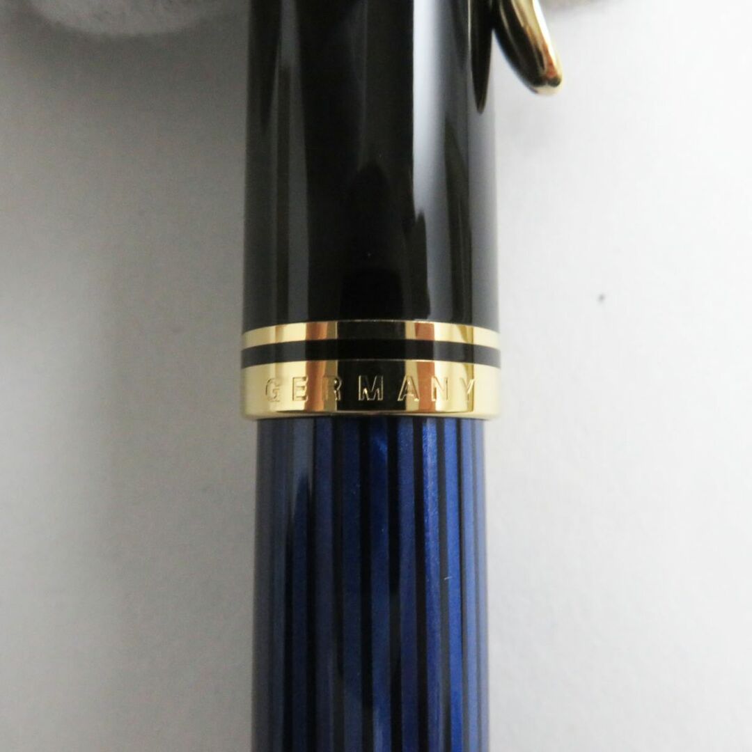 極美品●Pelikan ペリカン M600 スーベレーン ペン先14K EFニブ 吸引式 万年筆 ブルー×ブラック×ゴールド 箱/インク付き約132cmグリップ幅