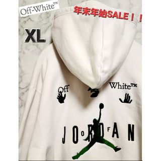 値下げ　美品off-white オフホワイト　フードパーカーネイビーMサイズ