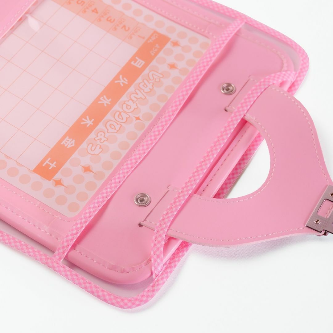 【 ファクトリーアウトレット】ランドセルカバー　透明　ピンクのチェック キッズ/ベビー/マタニティのこども用バッグ(ランドセル)の商品写真