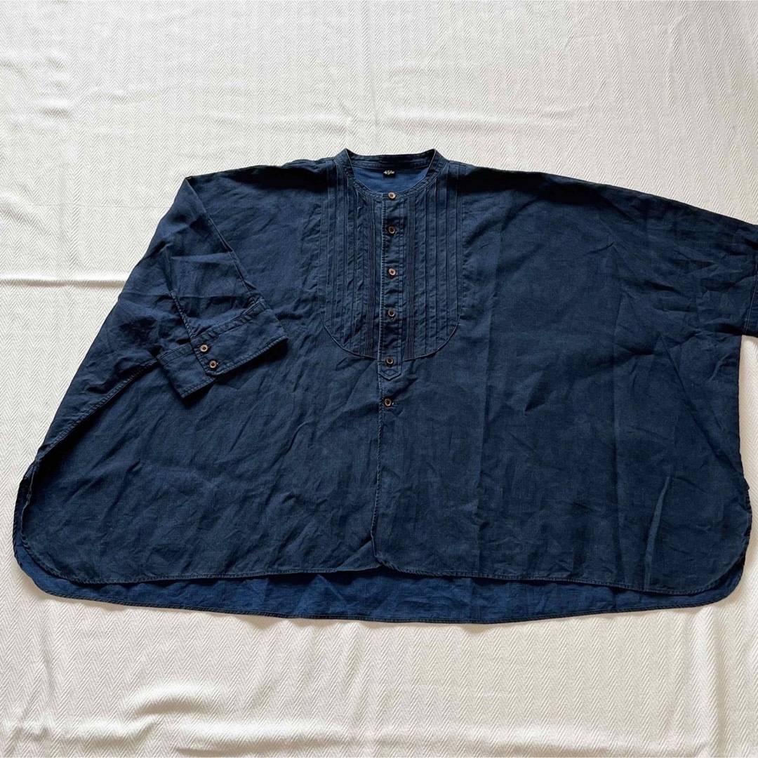 45R(フォーティファイブアール)の45R/45rpm   インディゴリネンピンタックビッグシャツ レディースのトップス(シャツ/ブラウス(長袖/七分))の商品写真