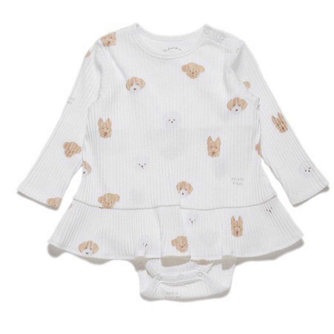 gelato pique(ジェラートピケ)の【BABY】メレンゲドッグ柄 baby ショートロンパース  キッズ/ベビー/マタニティのベビー服(~85cm)(ロンパース)の商品写真