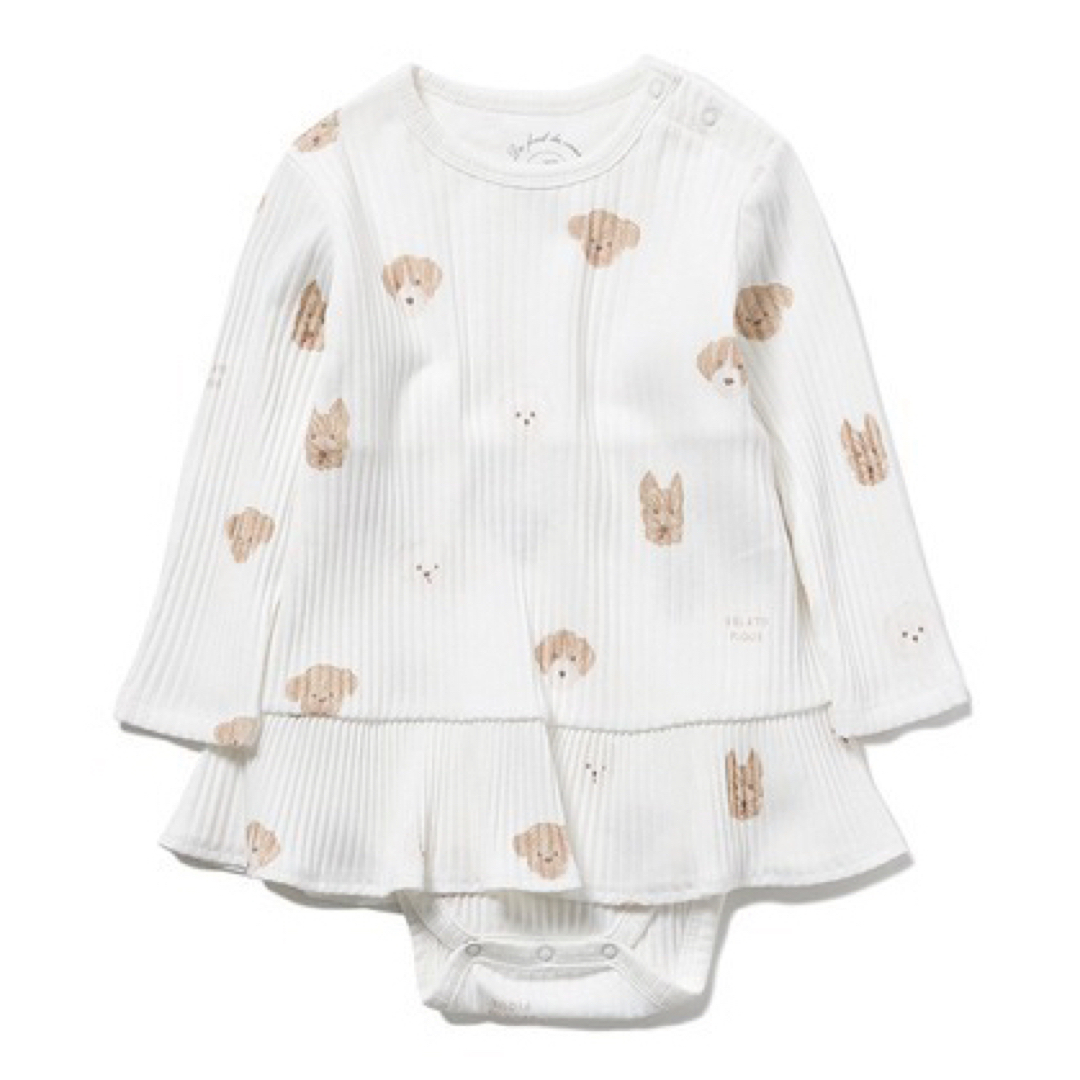 gelato pique(ジェラートピケ)の【BABY】メレンゲドッグ柄 baby ショートロンパース  キッズ/ベビー/マタニティのベビー服(~85cm)(ロンパース)の商品写真