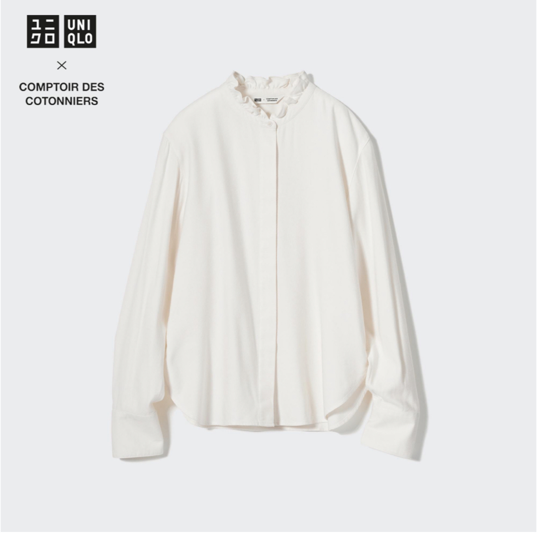 UNIQLO(ユニクロ)のソフトブラッシュドスタンドカラーシャツ（長袖）　ユニクロ　UNIQLO　Mサイズ レディースのトップス(シャツ/ブラウス(長袖/七分))の商品写真