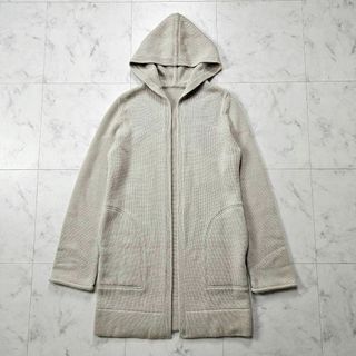 フォクシー(FOXEY)の【美品】フォクシー　カシミヤ　ロングカーディガン　フード　ベージュ(ロングコート)