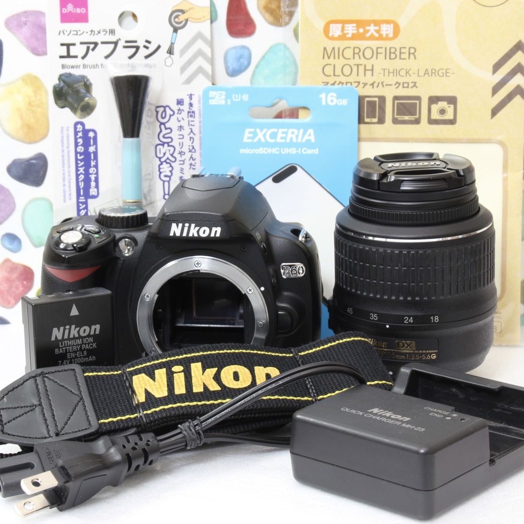 Nikon(ニコン)の♥︎◇NIKON D60 ◇迷ったらこのカメラ♪ ◇スマホ転送♪ ◇バッグ付き♪ スマホ/家電/カメラのカメラ(デジタル一眼)の商品写真