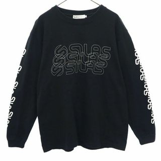 サイラス(SILAS)のサイラス プリント 長袖 Tシャツ M ブラック SILAS ロゴ メンズ 古着 【231104】(Tシャツ/カットソー(七分/長袖))