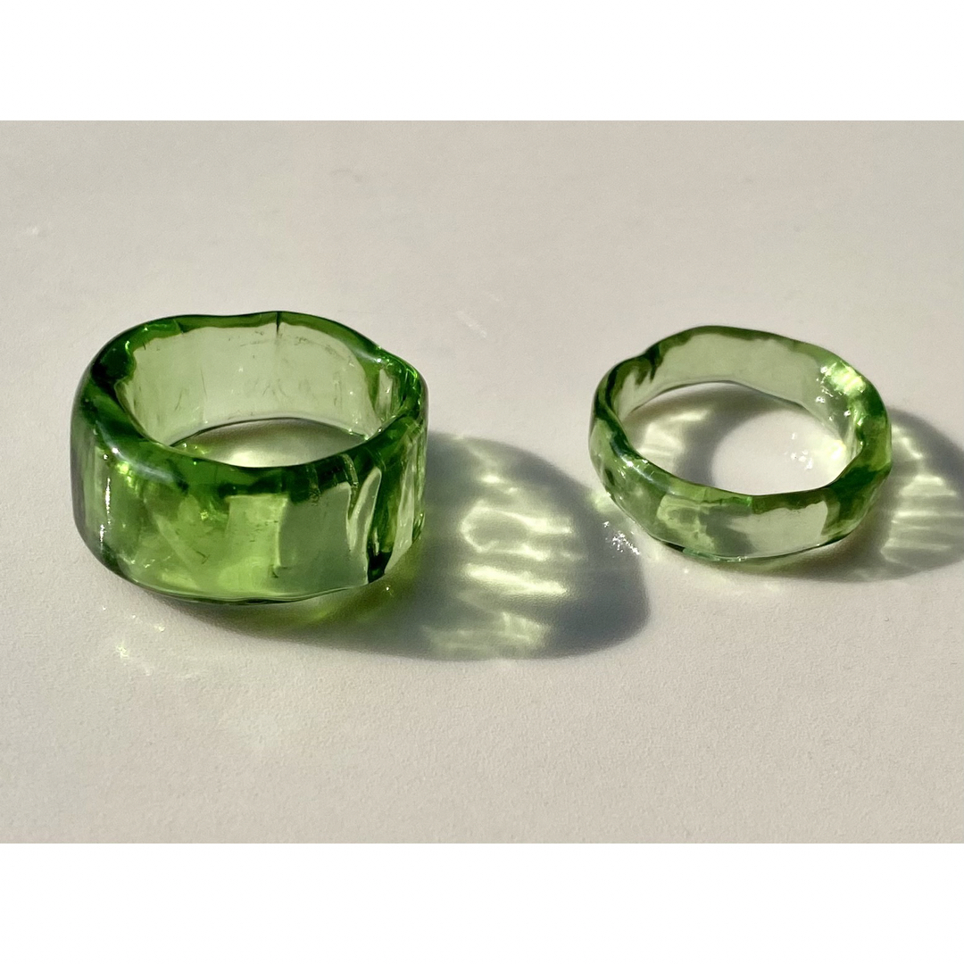 オーダー　ペアリング　指輪　リング　ガラス　秋　男性　ユニセックス　グリーン メンズのアクセサリー(リング(指輪))の商品写真