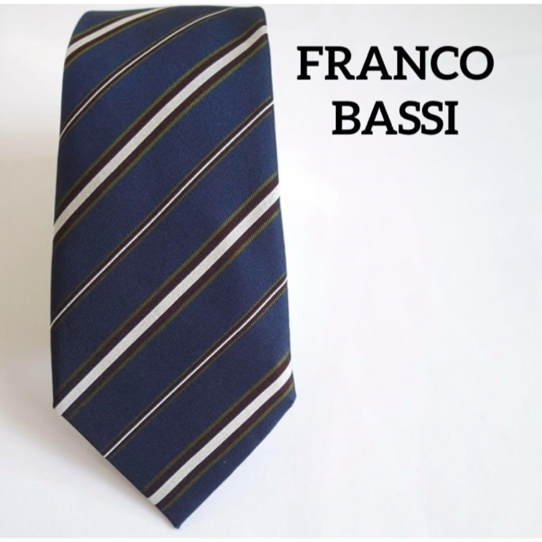 FRANCO BASSI(フランコバッシ)の【FRANCO BASSI】 フランコバッシ ネクタイ レジメンタル ネイビー メンズのファッション小物(ネクタイ)の商品写真