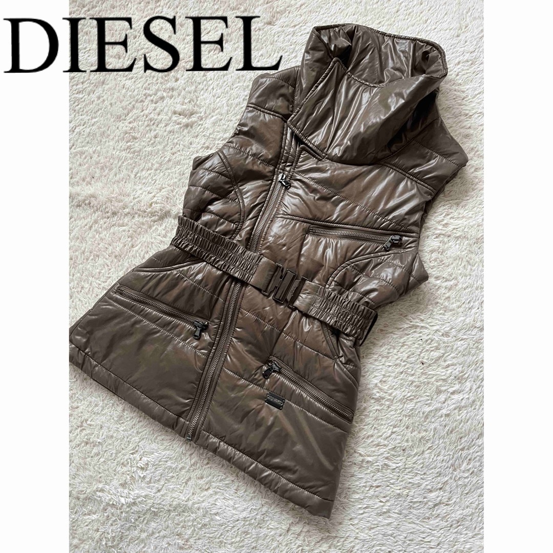 美品 DIESEL ディーゼル ベスト カーキ ブラウン 人気 完売 美品 DIESEL ディーゼル ベスト カーキ ブラウン 人気 完売