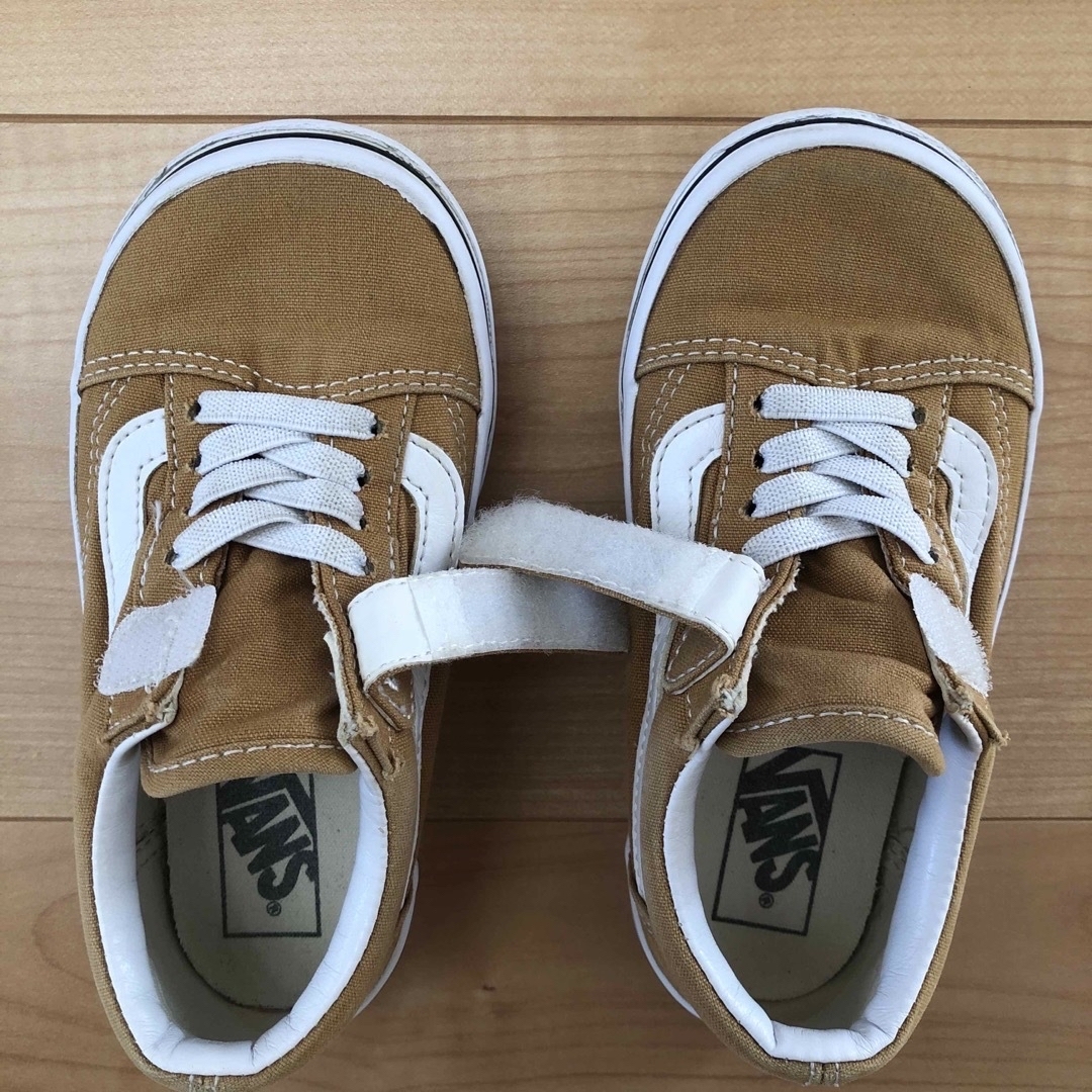 VANSスニーカー　１８㎝　子供靴　ベージュ　ブラウン