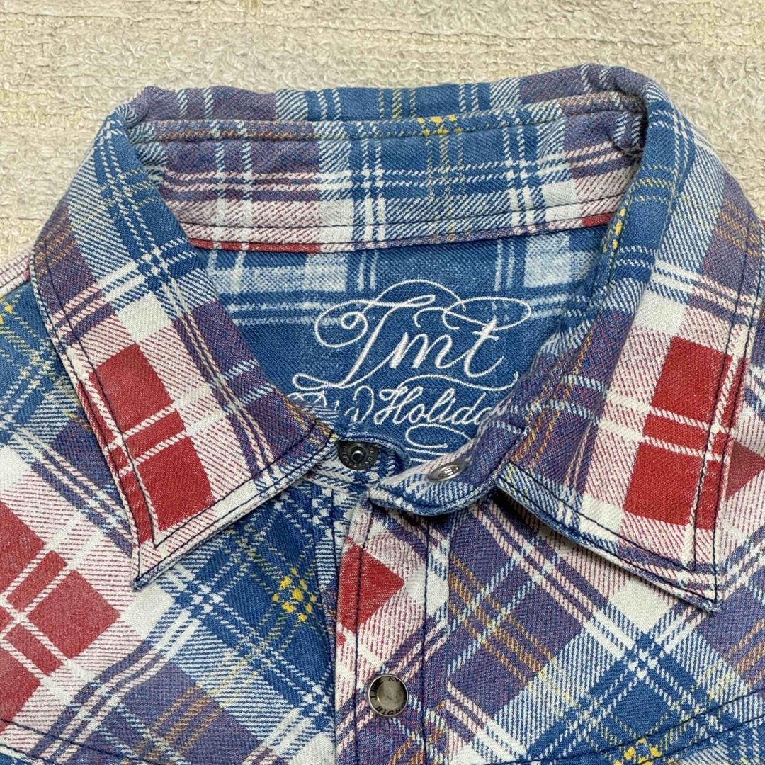 TMT(ティーエムティー)の【未使用/美品】TMT インディゴ チェックシャツ Sサイズ 藤木直人 メンズのトップス(シャツ)の商品写真