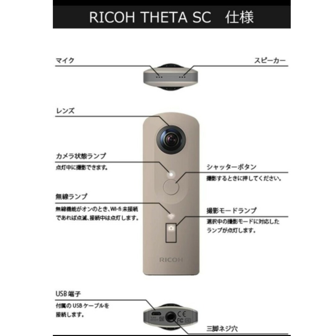 RICOH 360度カメラ RICOH THETA SC (ベージュ) 全天球-