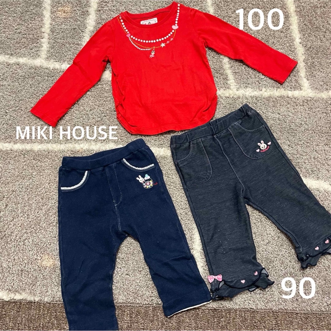 mikihouse(ミキハウス)の【ミキハウス】3点コーデセット　90-100 キッズ/ベビー/マタニティのキッズ服女の子用(90cm~)(Tシャツ/カットソー)の商品写真