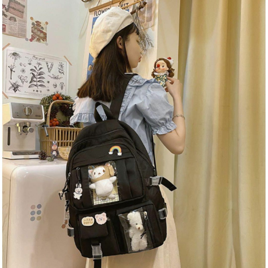 韓国 Rest & Recreation 黒 リュック 全品送料無料一部地域除く 大容量 ロゴ 刺繍 黒 リュック バッグ