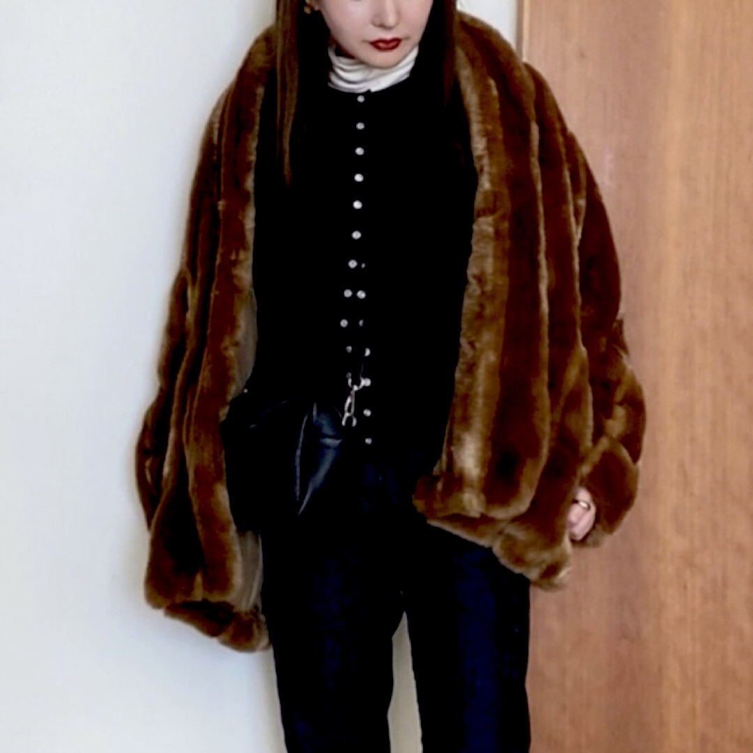 6 roku FAKE MINK FUR COAT ロク ファーコート36