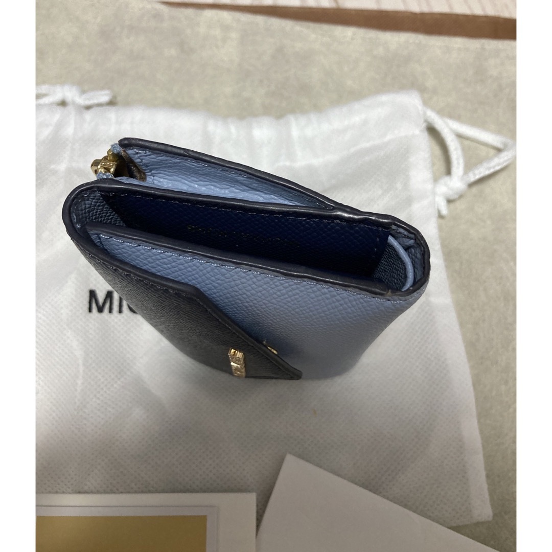 Michael kors 財布　ネイビー　ブルー　折りたたみ　本革 青い　水色