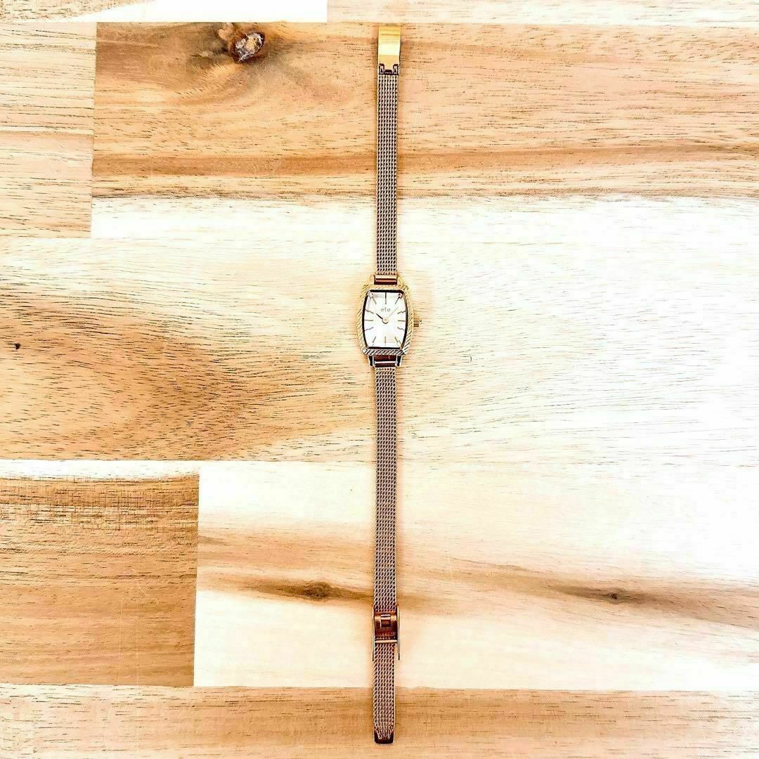 未使用【エテ】ete トノー フェイス 腕時計 ミニマル 樽型 ピンクゴールド