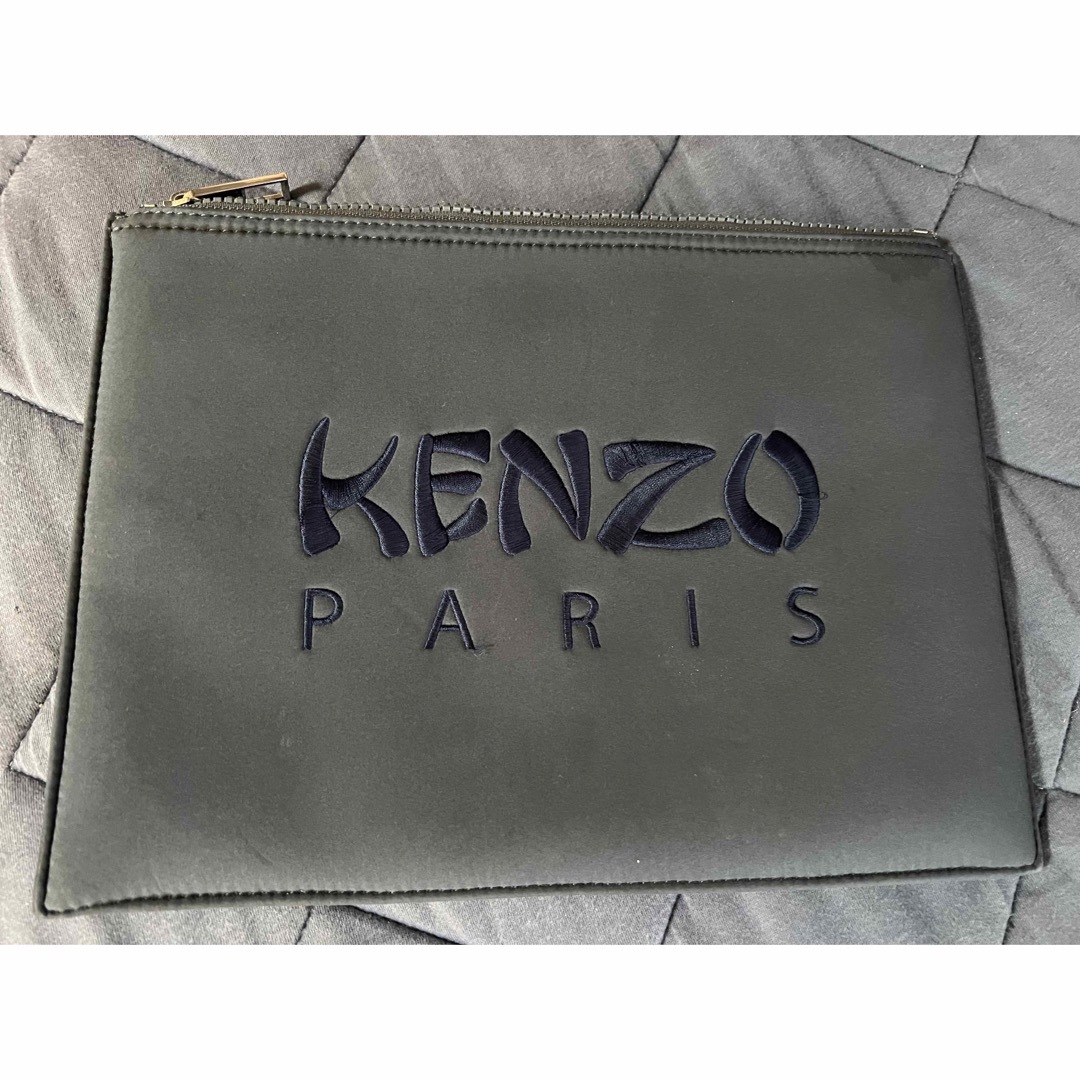 KENZO クラッチバック　タイガー刺繍　グレー | フリマアプリ ラクマ