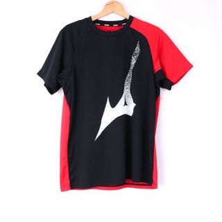 ミズノ(MIZUNO)のミズノ 半袖Tシャツ ロゴT ランバード スポーツウエア 大きいサイズ メンズ XLサイズ ブラック×レッド Mizuno(Tシャツ/カットソー(半袖/袖なし))