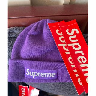 シュプリーム(Supreme)の16AW supreme ボックスロゴビーニー　パープル(ニット帽/ビーニー)