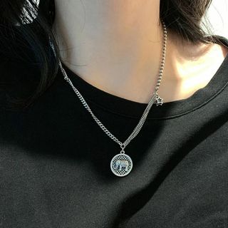 SALE! N08　シルバーミックスチェーンコインネックレス　silver925(ネックレス)