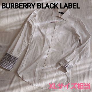 バーバリーブラックレーベル(BURBERRY BLACK LABEL)のバーバリーブラックレーベルシャドーノバチェック長袖シャツ 39 XL相当 白(シャツ)