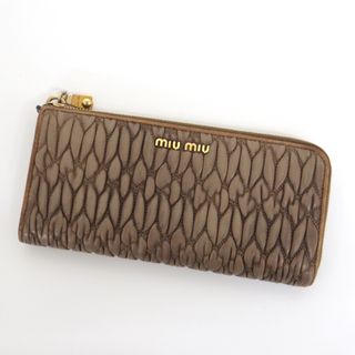 【miumiu】三折り財布 マテラッセ ナッパレザー ベージュピンク オーキッド