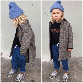 ザラキッズ(ZARA KIDS)のZARA キッズ チェック ロング コート(コート)