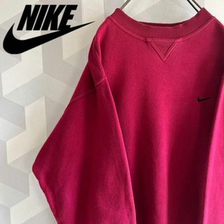 ナイキ(NIKE)の【ナイキ】Lサイズ相当 肉厚 定番 刺繍ロゴ スウェットトレーナー 赤nike(スウェット)