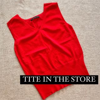 ティテインザストア(TITE in the store )のTITE IN THE STORE ／ Vネック切り替えタンクトップ 赤(タンクトップ)