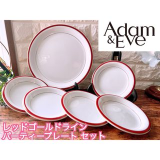 タチキチ(たち吉)の【Adam&Eve】レッドゴールドライン パーティープレート ６点セット たち吉(食器)