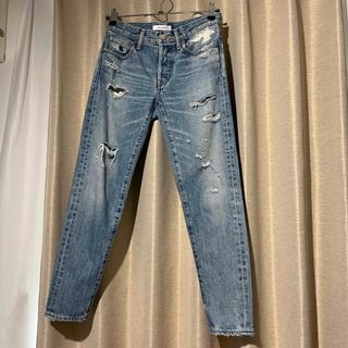 マウジー(moussy)のmoussy テーパードデニム　薄めダメージ(デニム/ジーンズ)