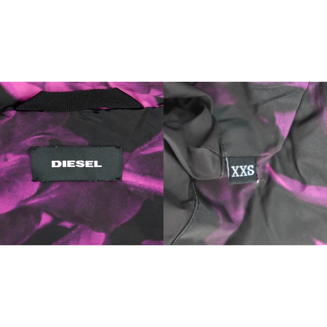 DIESEL(ディーゼル)の美品 ディーゼル 総柄 中綿ジャケット メンズ 黒 ピンク 紫 XXS DIESEL メンズのジャケット/アウター(その他)の商品写真