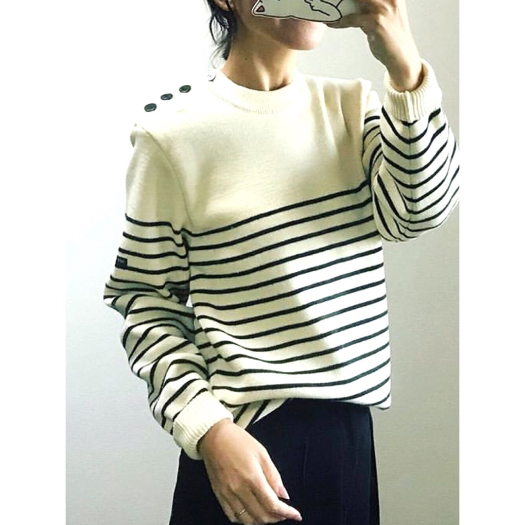 美品 SAINT JAMES ニット トップス ウール ボーダー マリン 人気 美品 SAINT JAMES ニット トップス ウール ボーダー マリン 人気