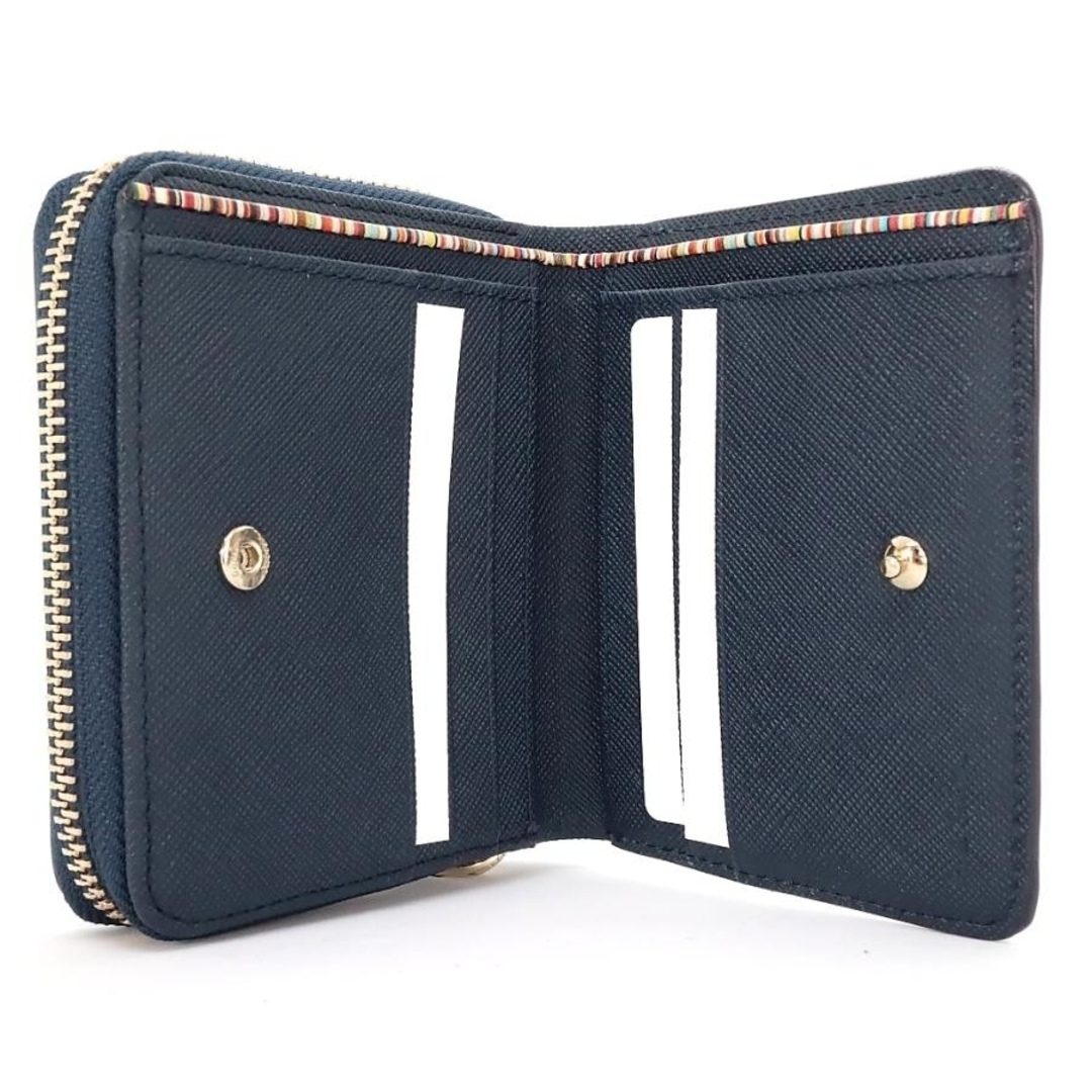 Paul Smith 折り財布 定番デザイン ジップストローグレイン ネイビー Paul Smith 折り財布 定番デザイン ジップストローグレイン ネイビー